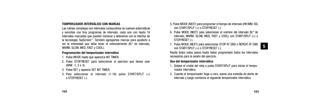 Timex W254 Temporizador Interválico CON Marcas, Programación del temporizador interválico, Con START/SPLIT + o STOP/RESET 