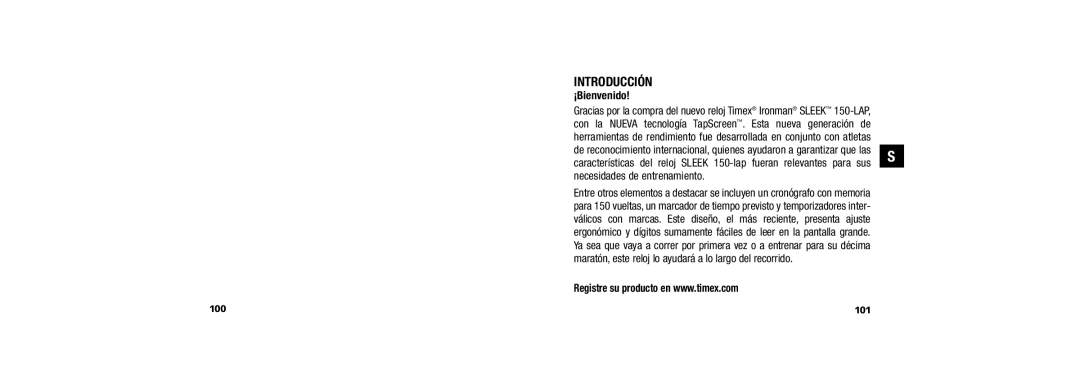 Timex W254 user manual Introducción, ¡Bienvenido, 101 