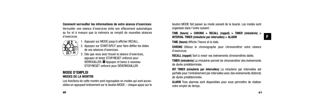 Timex W254 user manual Mode D’Emploi, Modes De La Montre, INTERVAL TIMER minuterie par intervalles ALARM 
