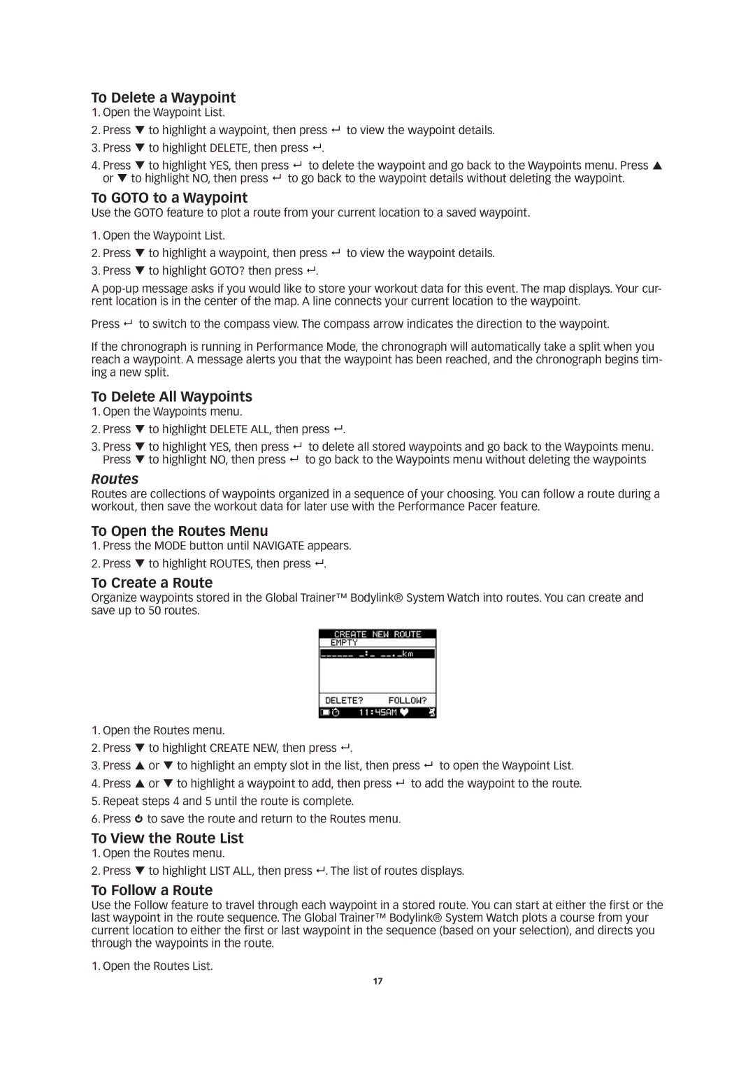 Timex W260 manual Routes 