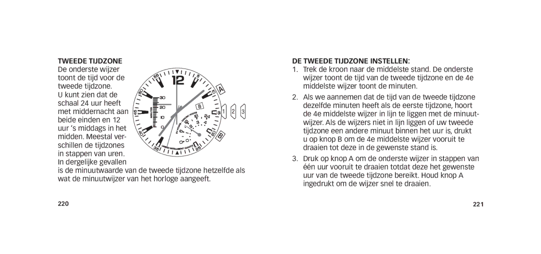 Timex W273 EU1 355-095009-02 manual DE Tweede Tijdzone Instellen 