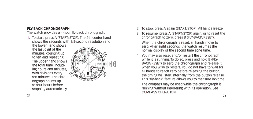 Timex W273 EU1 355-095009-02 manual Compass Operation 