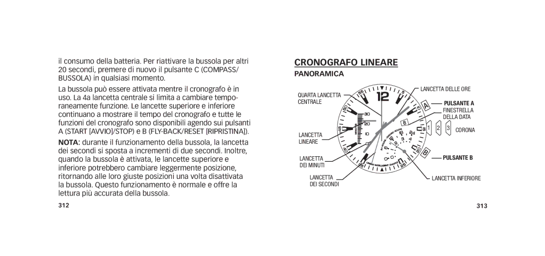 Timex W273 EU1 355-095009-02 manual Cronografo lineare, Panoramica 