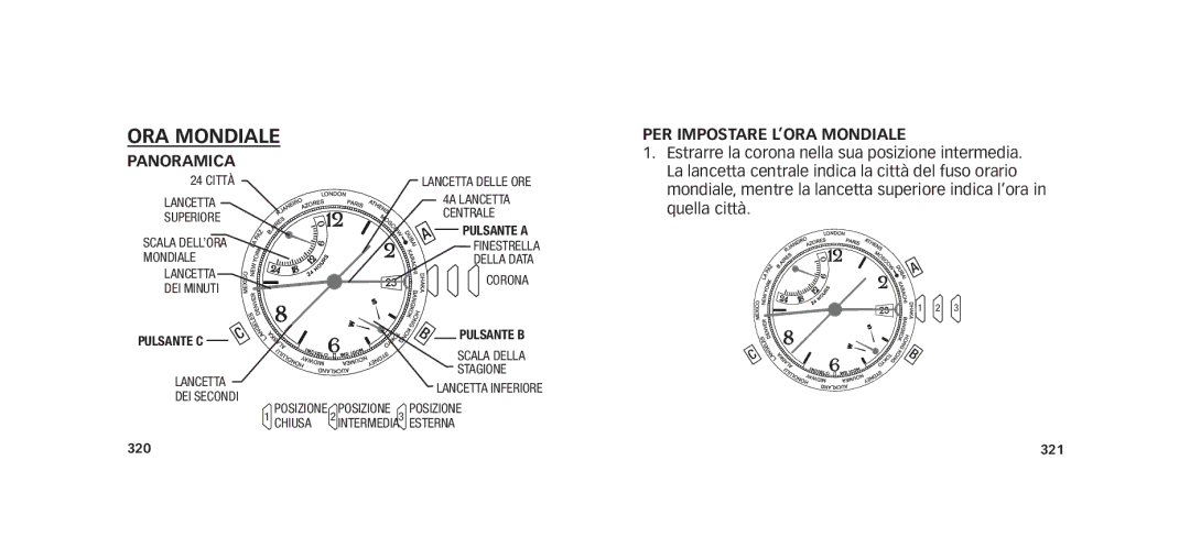 Timex W273 EU1 355-095009-02 manual Ora mondiale, Per impostare l’ora mondiale 