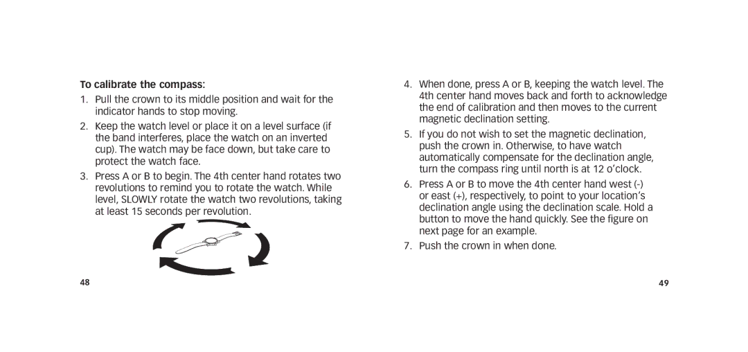 Timex W273 EU1 355-095009-02 manual To calibrate the compass 