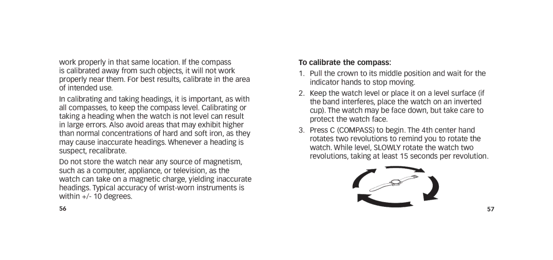 Timex W273 EU1 355-095009-02 manual To calibrate the compass 