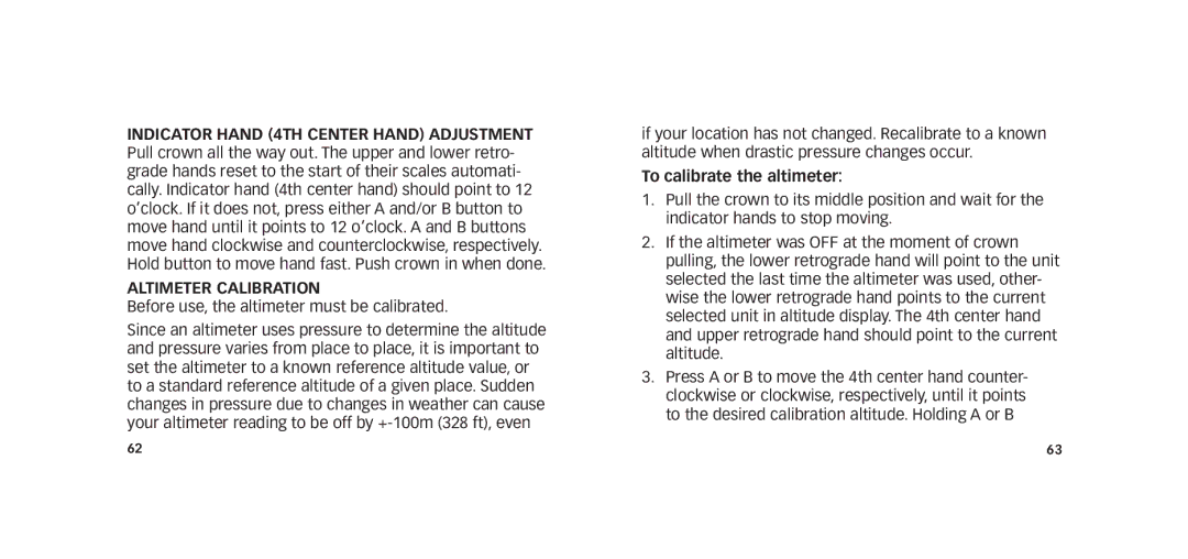 Timex W273 EU1 355-095009-02 manual To calibrate the altimeter 