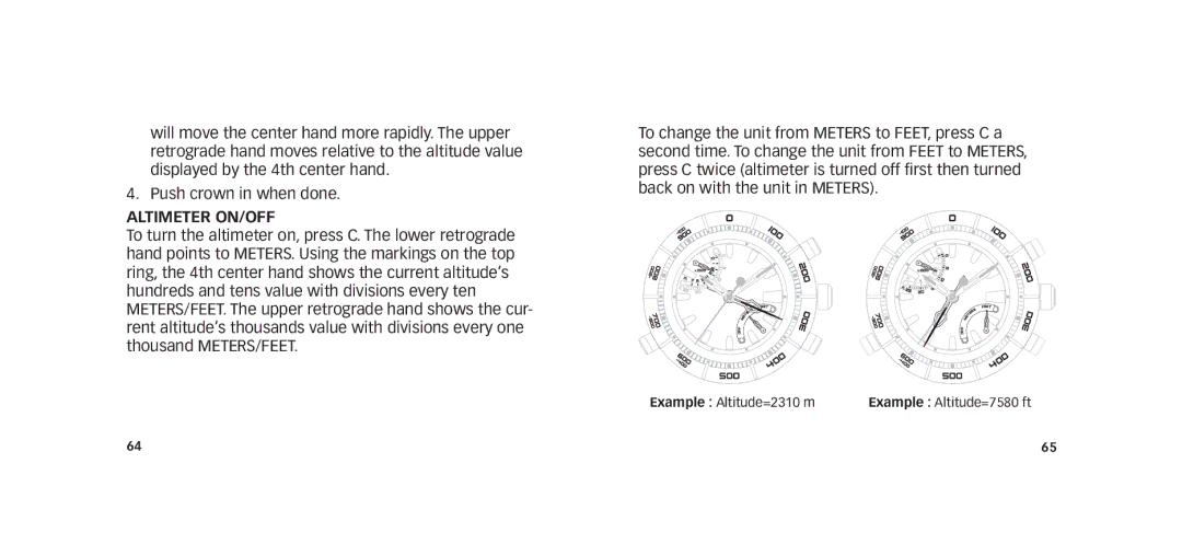 Timex W273 EU1 355-095009-02 manual Altimeter on/off 