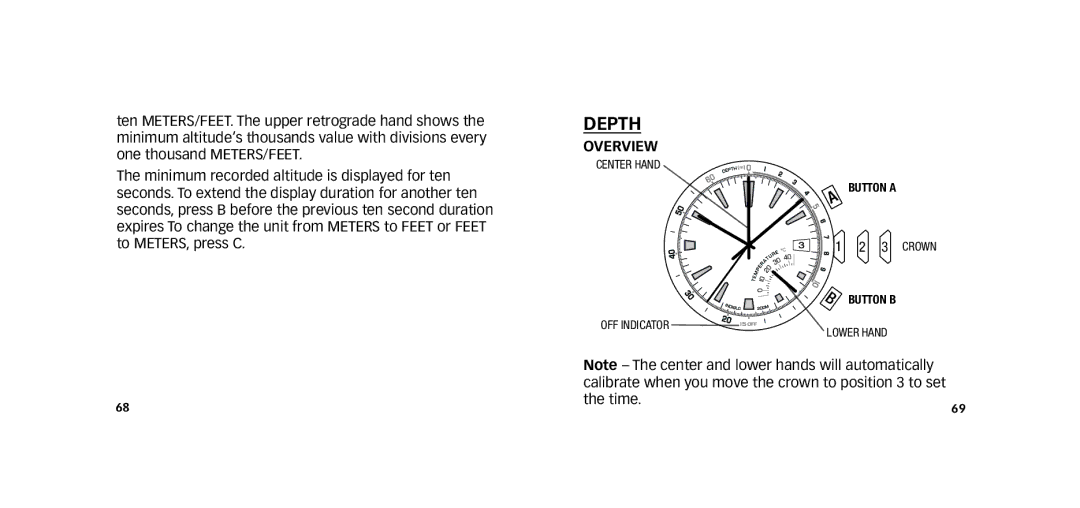 Timex W273 EU1 355-095009-02 manual Depth, OVErVIEW 