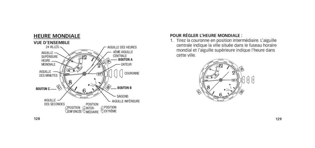 Timex W273 EU1 355-095009-02 manual Heure mondiale, Pour régler l’heure mondiale 