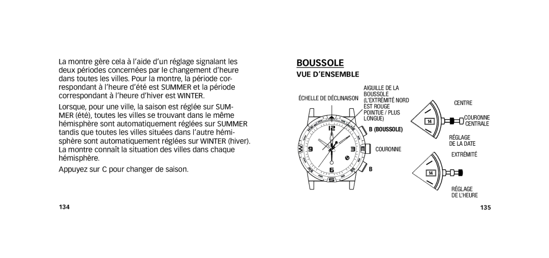 Timex W273 EU1 355-095009-02 manual BOuSSOLE, VuE D’ENSEMBLE 