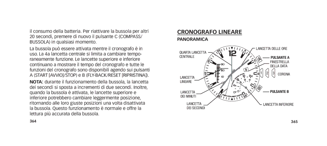 Timex W273 EU1 355-095013 manual Cronografo Lineare, Panoramica 