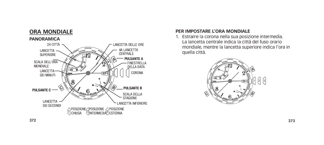 Timex W273 EU1 355-095013 manual PER Impostare L’ORA Mondiale 