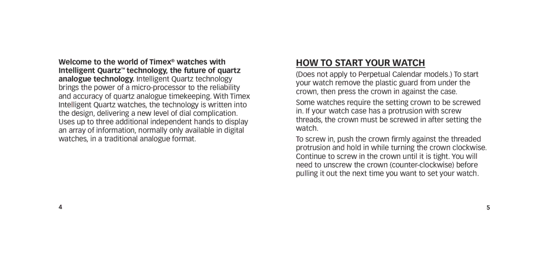 Timex W273 NA 355-095008-02 manual How to Start Your Watch 