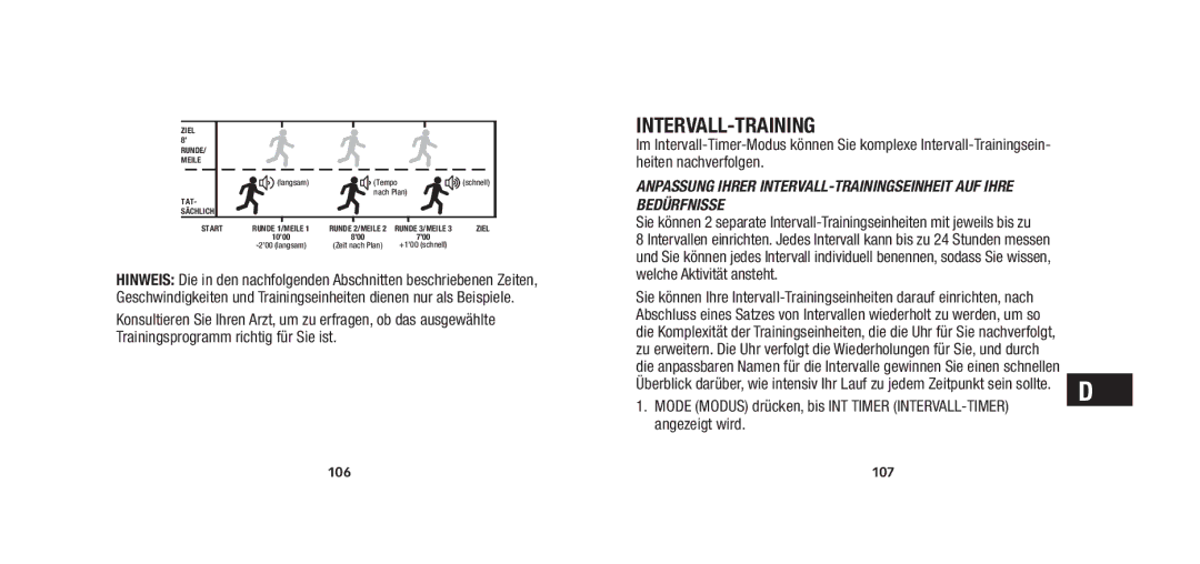 Timex W279 quick start Intervall-Training, Heiten nachverfolgen, Welche Aktivität ansteht, Angezeigt wird 