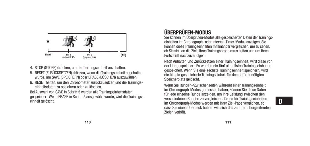 Timex W279 quick start Überprüfen-Modus, Stop Stopp drücken, um die Trainingseinheit anzuhalten 