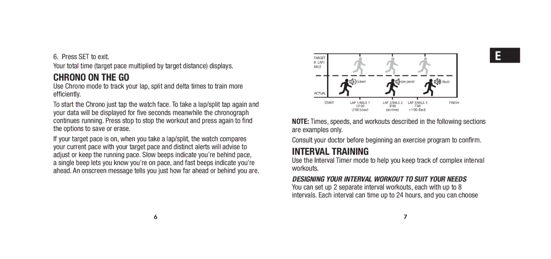 Timex W279 quick start Chrono on the GO, Interval Training 