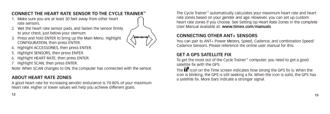 Timex W280 quick start Connect the Heart Rate Sensor to the Cycle Trainer, About Heart Rate Zones 