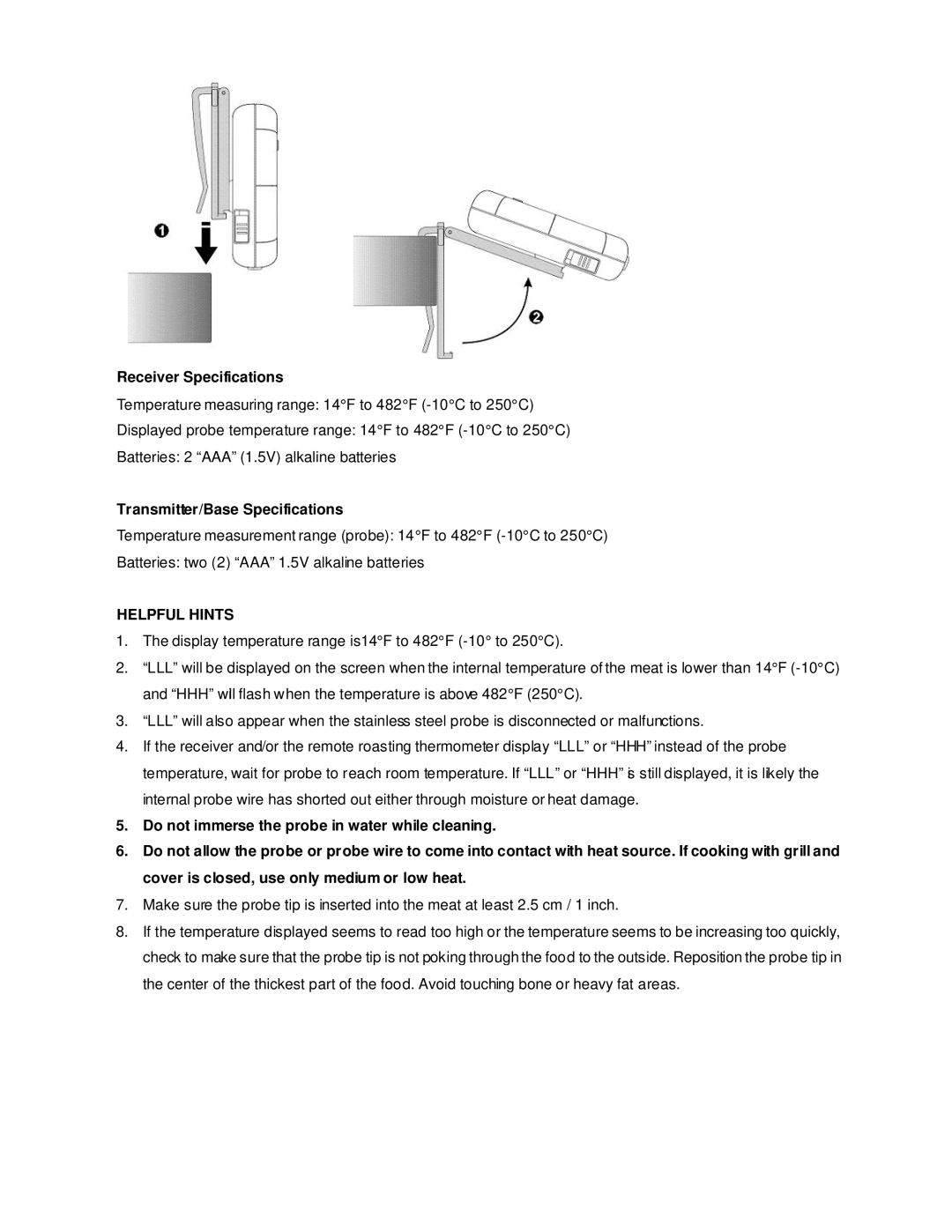 TIMEX Weather Products ET-77 instruction manual Receiver Specifications, Transmitter/Base Specifications, Helpful Hints 