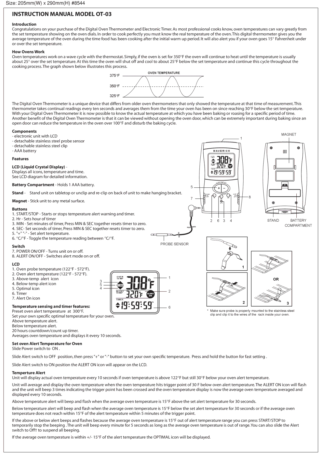 TIMEX Weather Products OT-03 instruction manual Lcd 