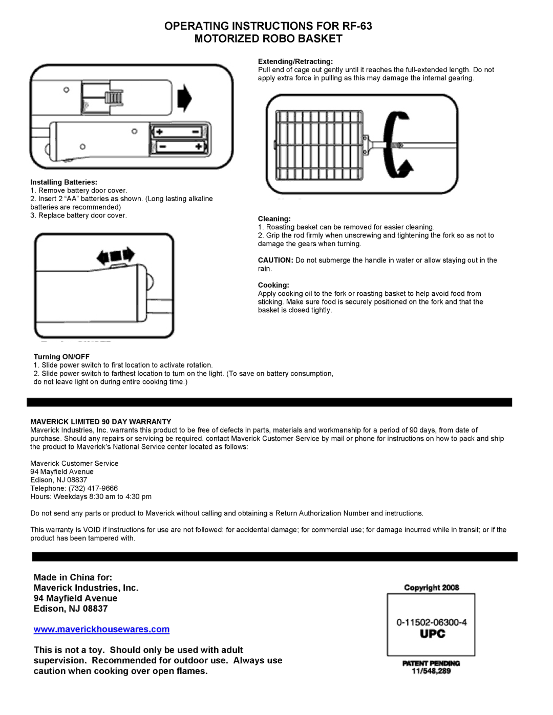 TIMEX Weather Products operating instructions Operating Instructions for RF-63 Motorized Robo Basket 