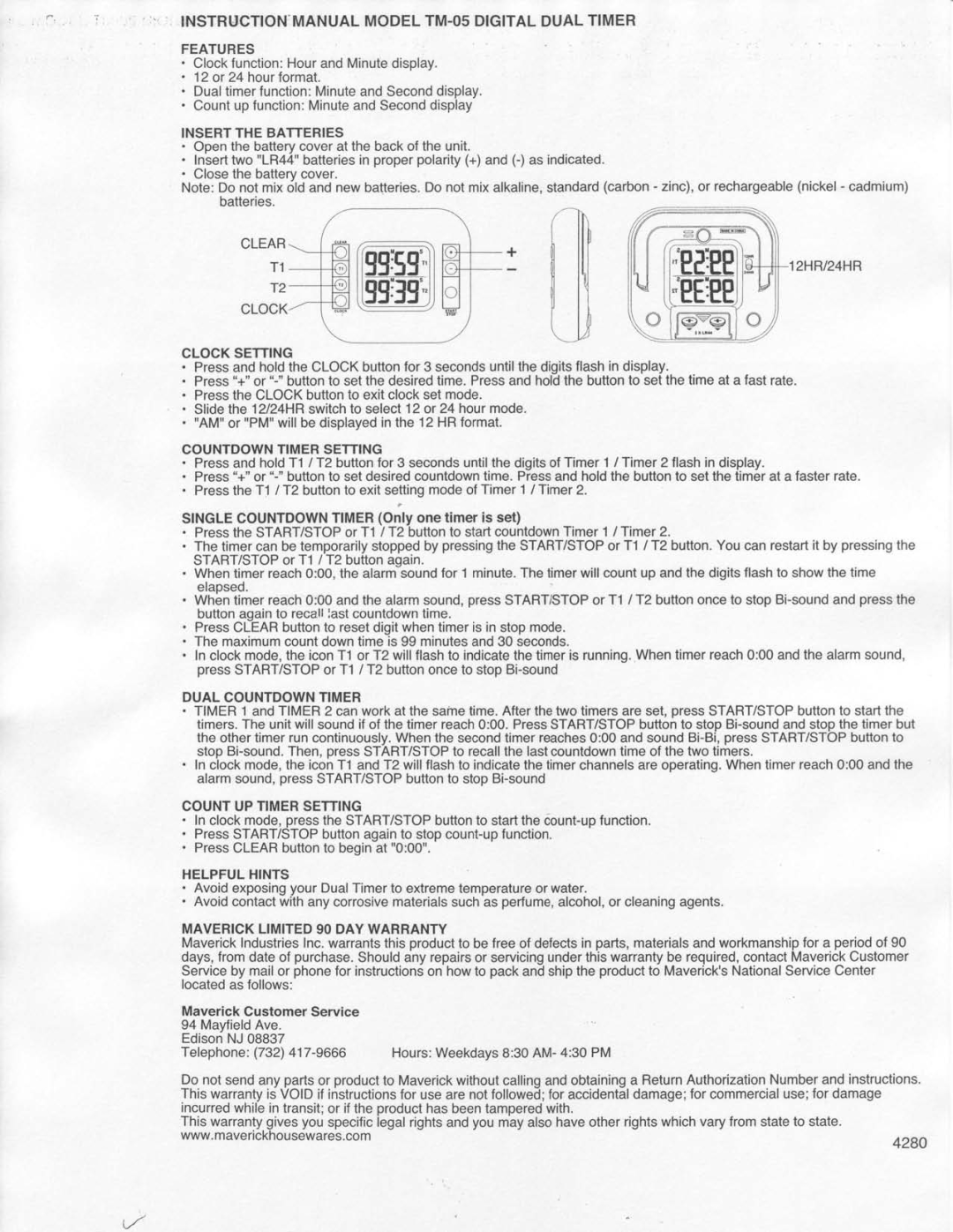 TIMEX Weather Products TM05 instruction manual Llss-Trll 