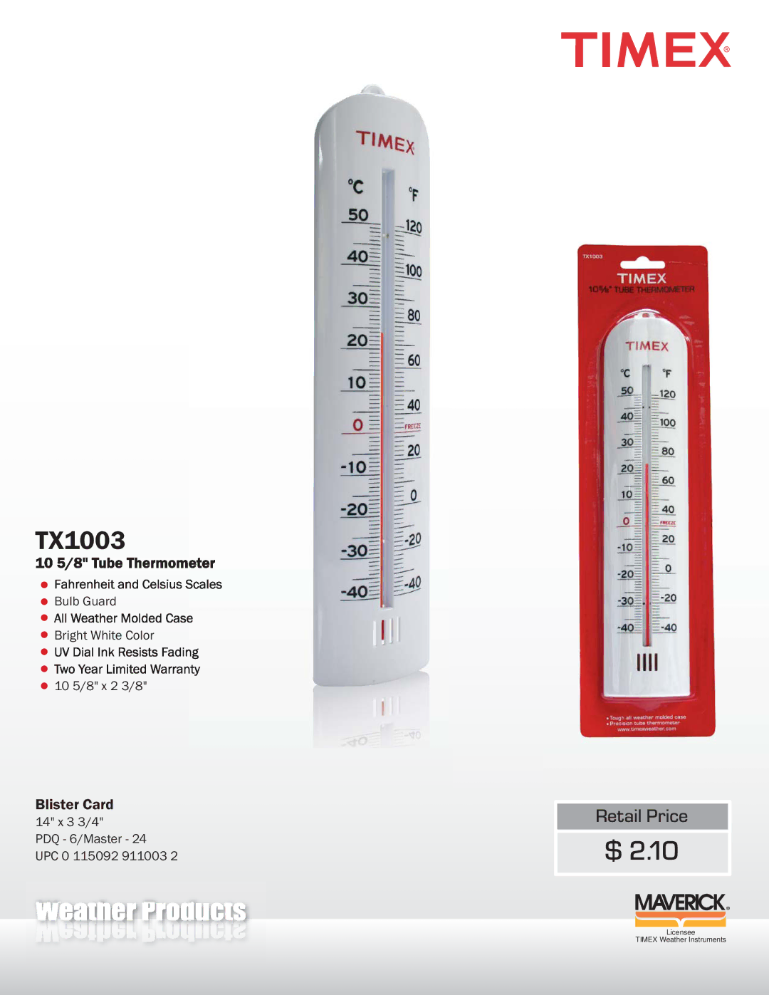 TIMEX Weather Products TX-1003 manual TX1003 