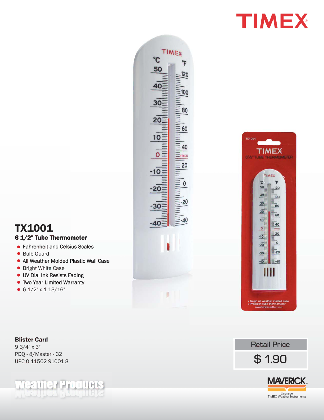 TIMEX Weather Products TX1001 manual Weather Prod cts 