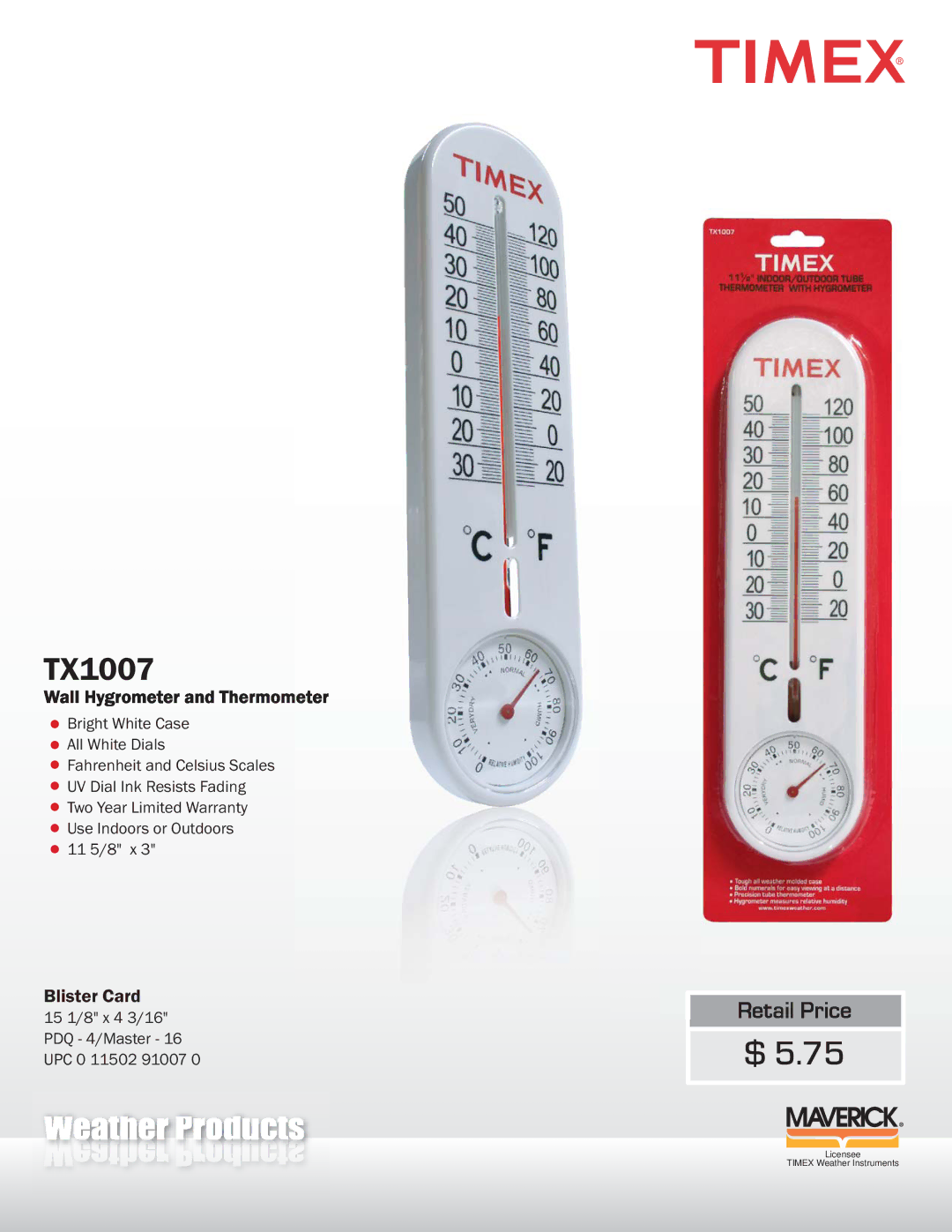 TIMEX Weather Products TX1007 warranty 