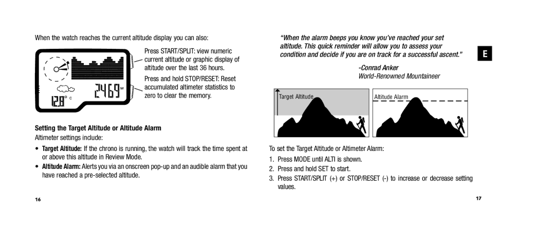 Timex 810-095009-NA, WS4, W253 user manual Setting the Target Altitude or Altitude Alarm 