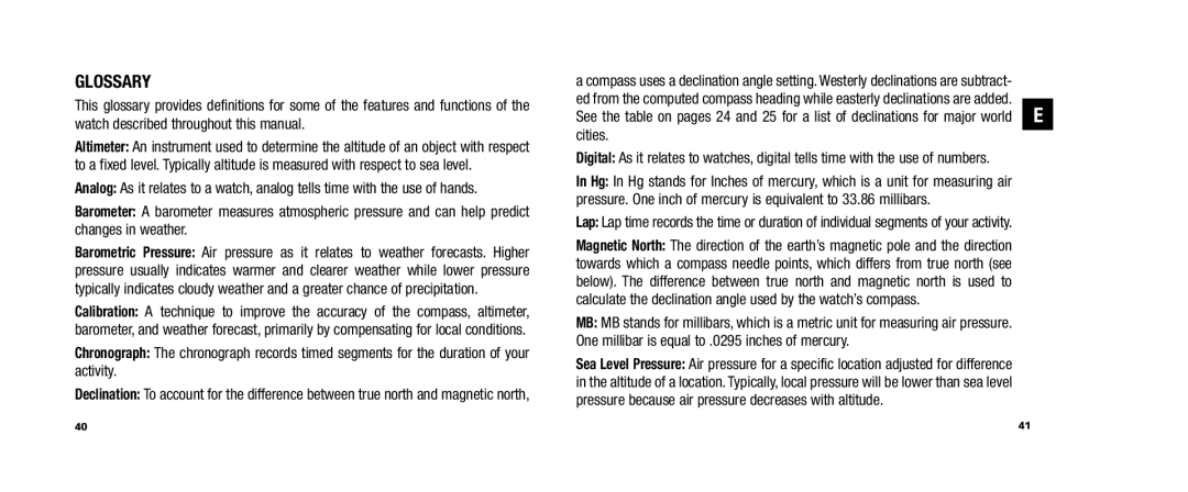 Timex 810-095009-NA, WS4, W253 user manual Glossary 