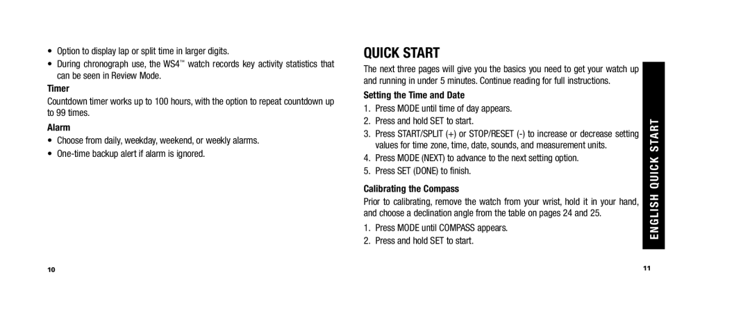 Timex 810-095009-NA, WS4, W253 user manual Timer, Alarm, Setting the Time and Date, Calibrating the Compass 