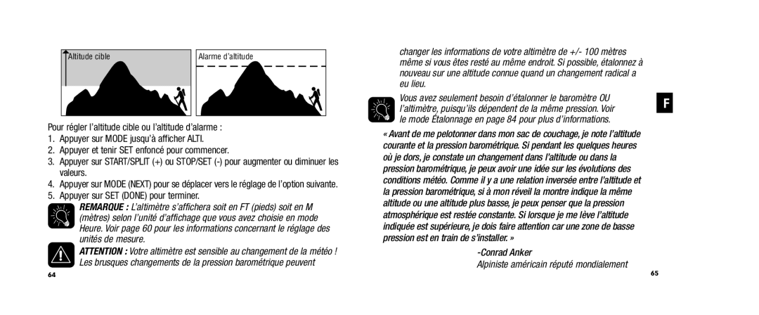 Timex WS4 user manual Altitude cible 