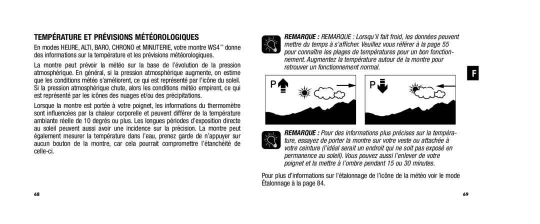 Timex WS4 user manual Température ET Prévisions Météorologiques 