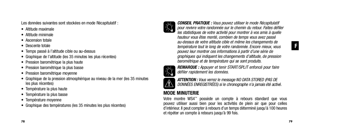 Timex WS4 user manual Mode Minuterie 