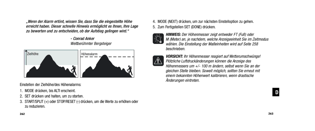 Timex WS4 user manual Zielhöhe 