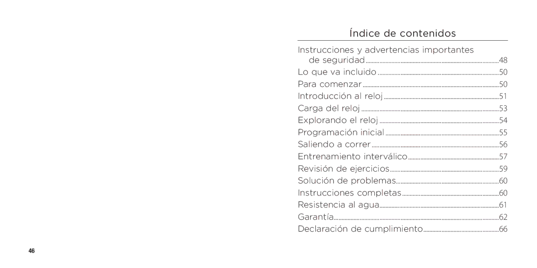 Timex WW W302 062-095000 quick start Índice de contenidos 