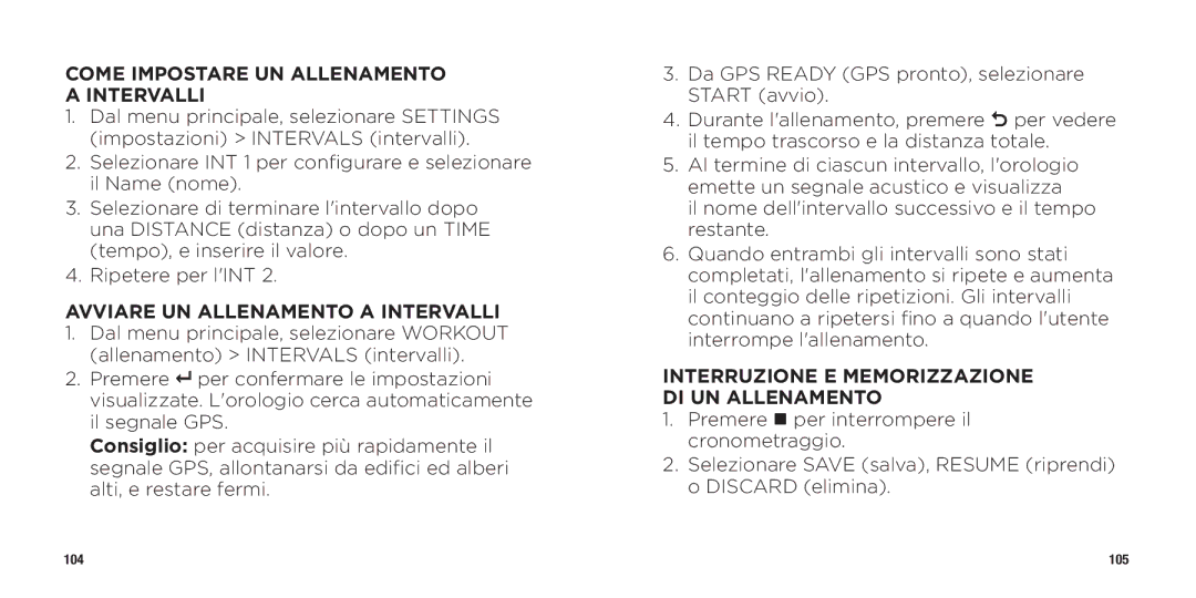 Timex WW W302 062-095000 quick start Come Impostare UN Allenamento a Intervalli, Avviare UN Allenamento a Intervalli 