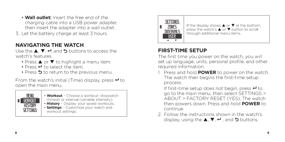 Timex WW W302 062-095000 quick start Navigating the Watch, FIRST-TIME Setup 