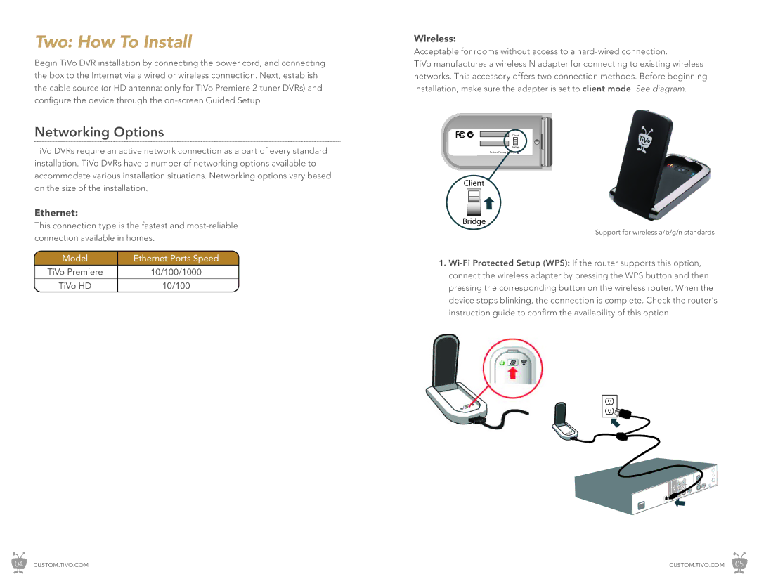 TiVo CI_Install_0327_1.0 manual Two How To Install, Networking Options, Wireless 