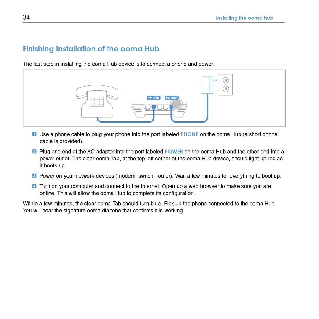 TiVo manual Finishing Installation of the ooma Hub 