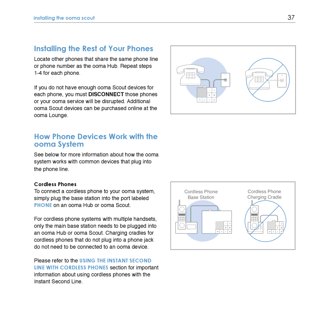 TiVo Hub manual Installing the Rest of Your Phones, How Phone Devices Work with the ooma System, Cordless Phones 