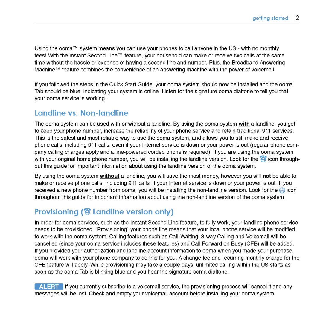 TiVo Hub manual Landline vs. Non-landline, Provisioning Landline version only, Getting started 