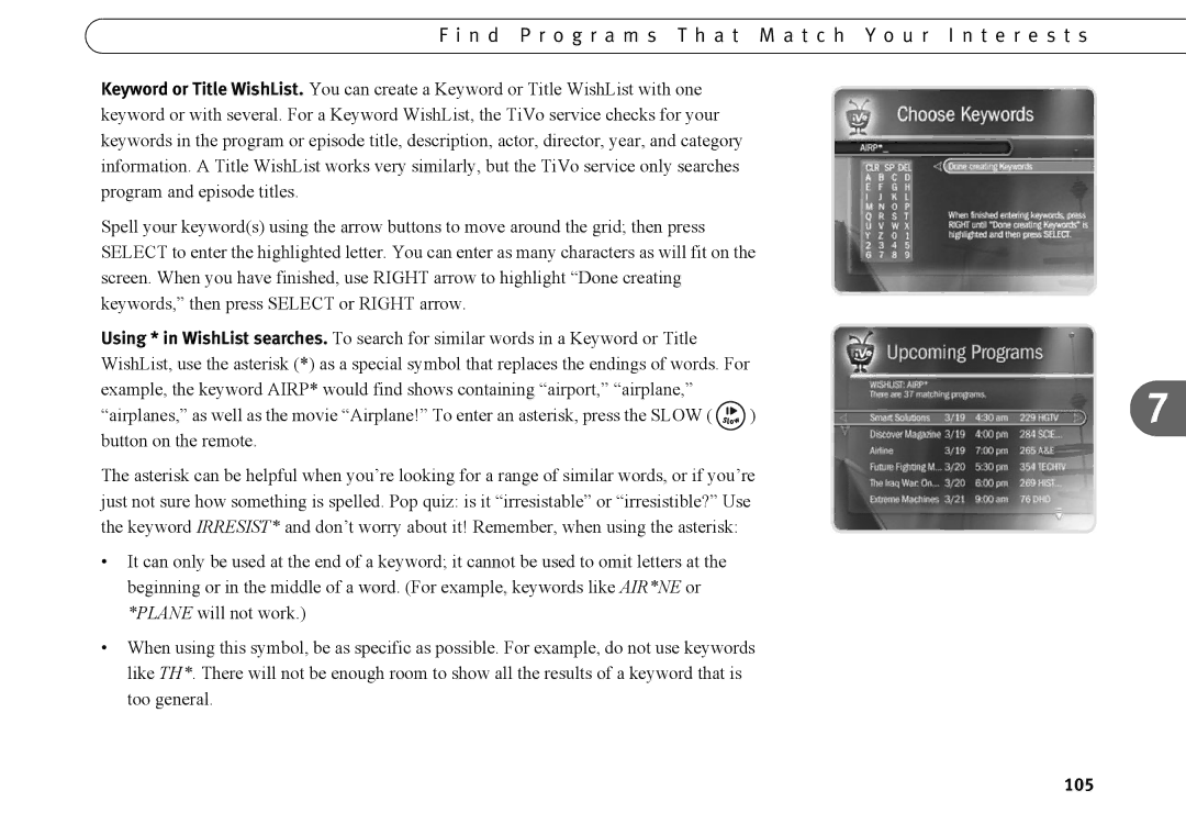 TiVo Introduction 92 manual 105 