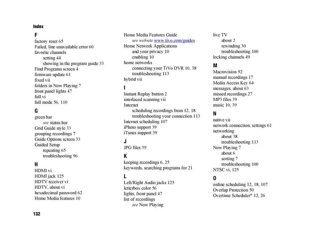 TiVo SDOC-00091-002 manual 132 