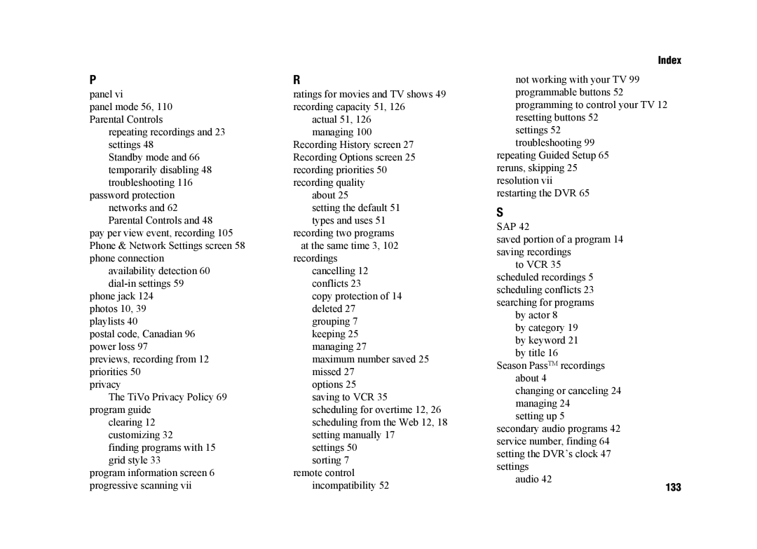 TiVo SDOC-00091-002 manual 133 