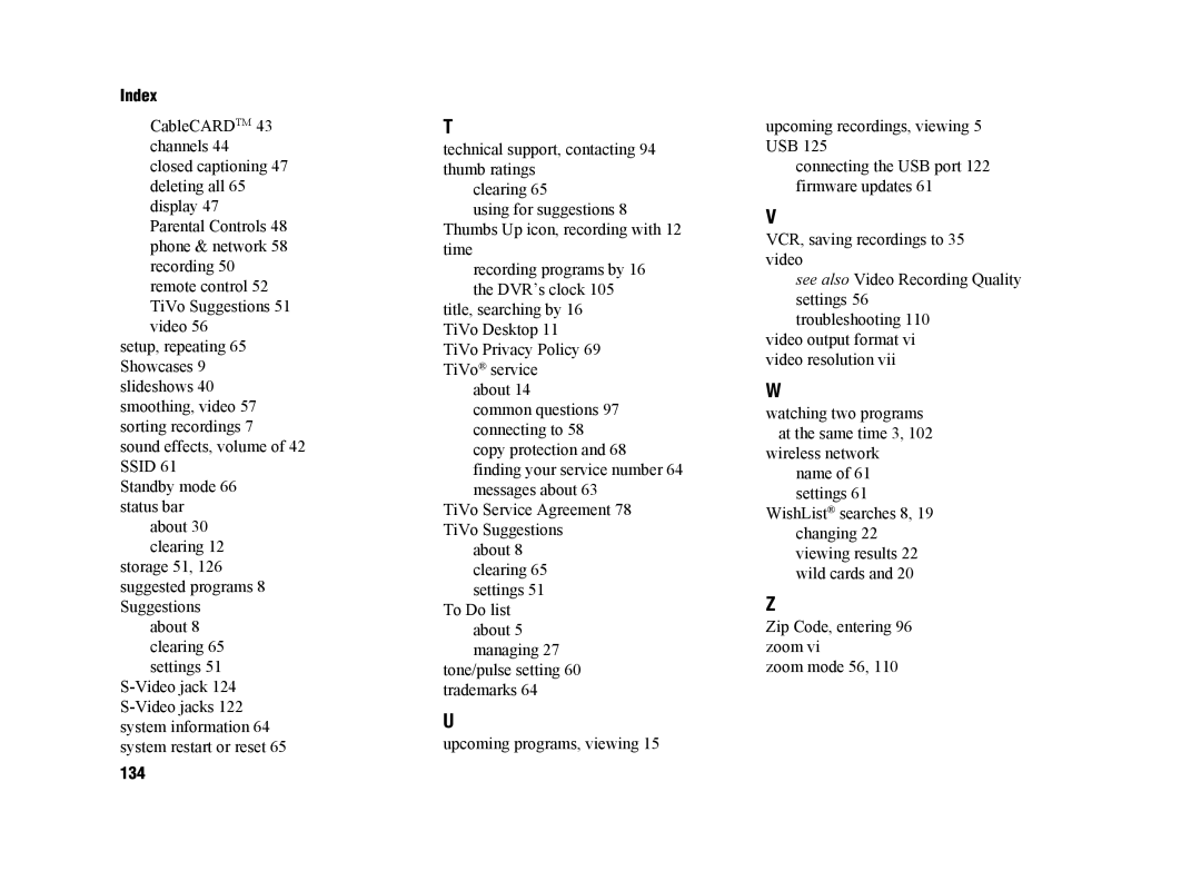 TiVo SDOC-00091-002 manual 134 