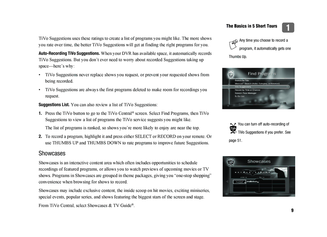 TiVo SDOC-00091-002 manual Showcases 