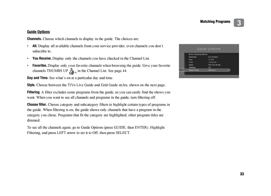 TiVo SDOC-00091-002 manual Guide Options 