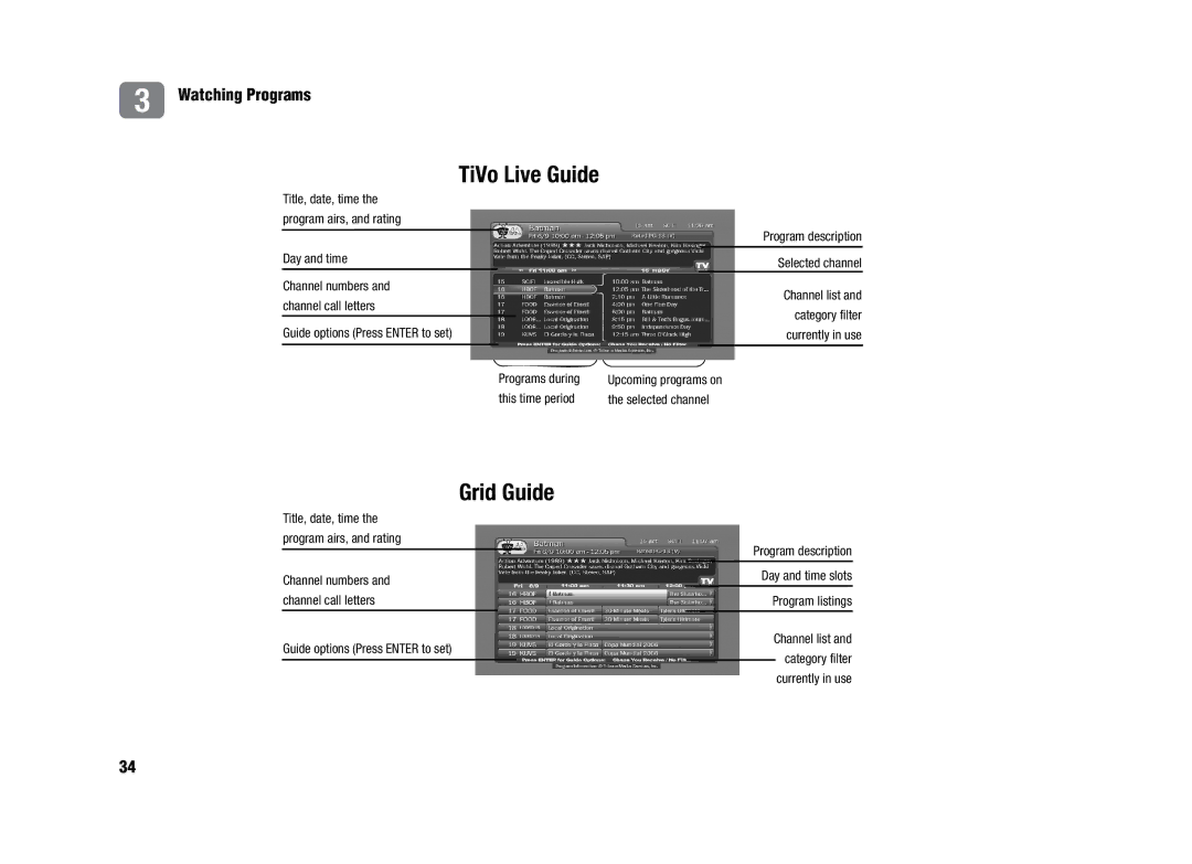 TiVo SDOC-00091-002 manual TiVo Live Guide 